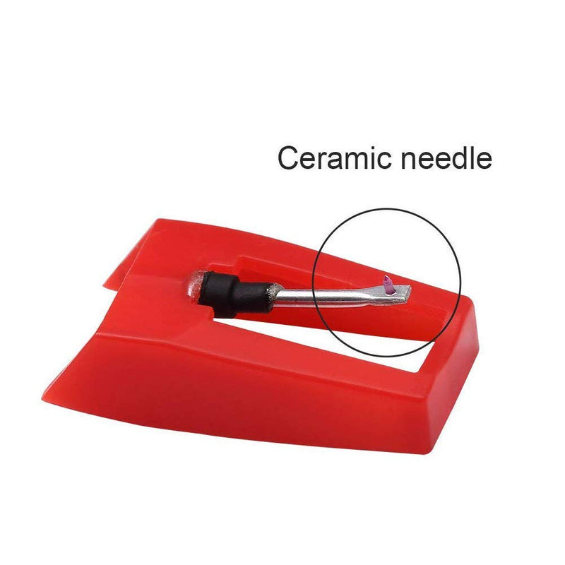 [Australia - AusPower] - Universal Record Player Needle Turntable Needle Stylus Replacement with Ceramic Ruby Tip for ION Crosley Victrola Pyle Phonograph Vinyl LP Player Pack of 5 (Red) 
