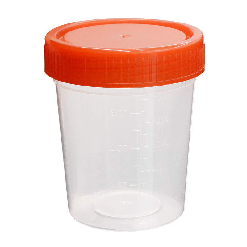 [Australia - AusPower] - YXQ 20Pcs 120ML Sterile Specimen Cups with Lids 3OZ Screw-on Cap Red Cover Measuring Containers Seal Clear Transparent PP-Plastic 