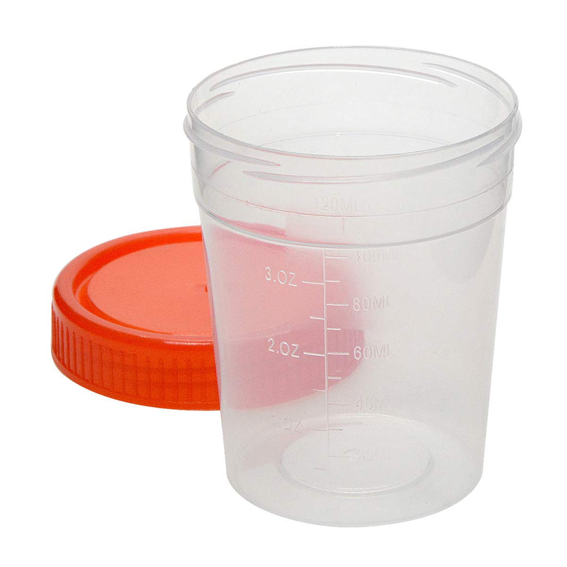 [Australia - AusPower] - YXQ 20Pcs 120ML Sterile Specimen Cups with Lids 3OZ Screw-on Cap Red Cover Measuring Containers Seal Clear Transparent PP-Plastic 