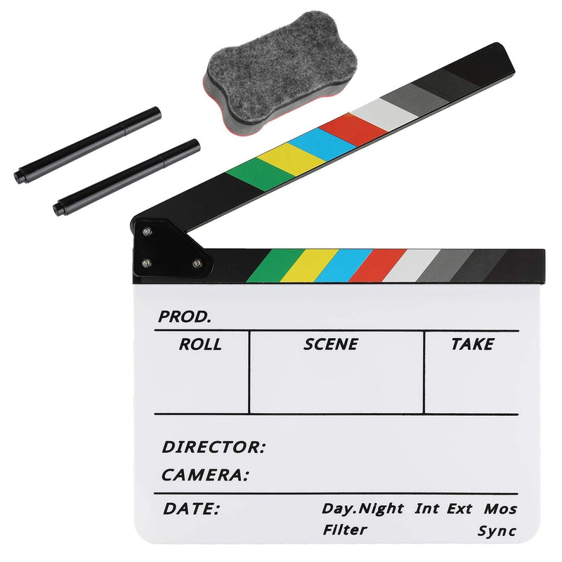 [Australia - AusPower] - Temery Acrylic Film Clapboard -12 x 10in Plastic Film Clapboard Cut Action Scene Clapper Board with a Magnetic Blackboard Eraser and Two Custom Pens 