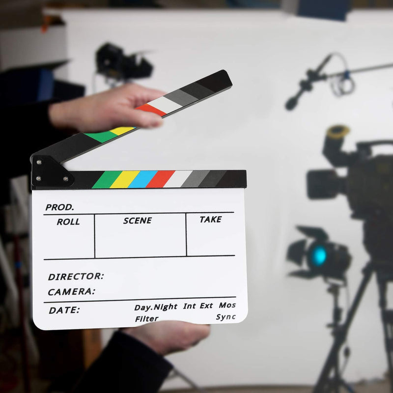 [Australia - AusPower] - Temery Acrylic Film Clapboard -12 x 10in Plastic Film Clapboard Cut Action Scene Clapper Board with a Magnetic Blackboard Eraser and Two Custom Pens 