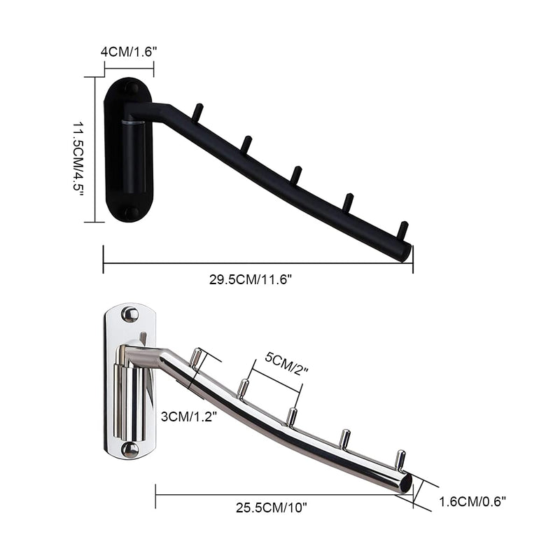 [Australia - AusPower] - Zivisk 2 Pcs Folding Wall Mounted Clothes Suit Hangers Rack with Swing Arm Stainless Steel Heavy Duty Coat Hook for Bathroom, Bedroom, Laundry Room - Silver 