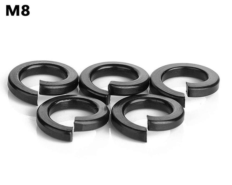 [Australia - AusPower] - ZLYY 100Pcs Steel Fasteners, 50Pcs M8 Flat Washer, 50Pcs M8 Split Lock Washer, Black Oxide Finish | Metric 