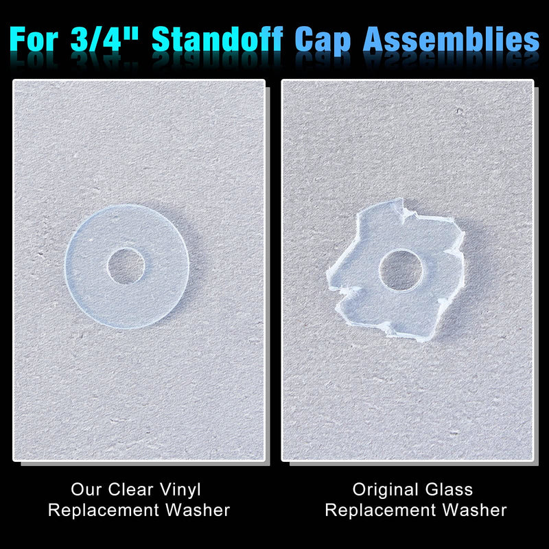 [Australia - AusPower] - 3/4 Inch Clear Vinyl Replacement Washer Flat Washer Gasket 1/16 Inch (2 mm) Thickness Washer Spacer for Glass Shower Door Handles/Towel Bars, 3/4 Inch Standoff Cap Assemblies (10) 10 