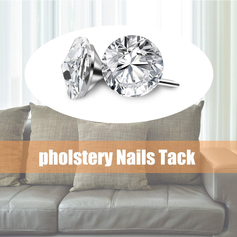 Set of 30 Zonon diamond crystal upholstery tacks with crystal heads, 25mm decorative thumb push pins for furniture and cork boards.