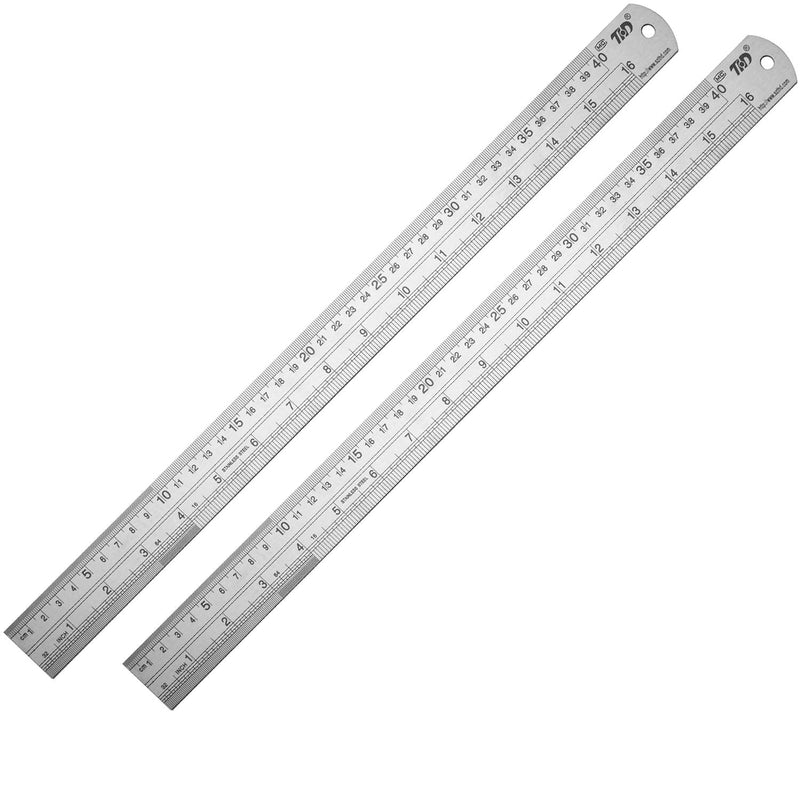 [Australia - AusPower] - Ruler Metal Straight Edge Ruler Stainless Steel Ruler 16 Inch Ruler Set Rulers Bulk 2 Pack 