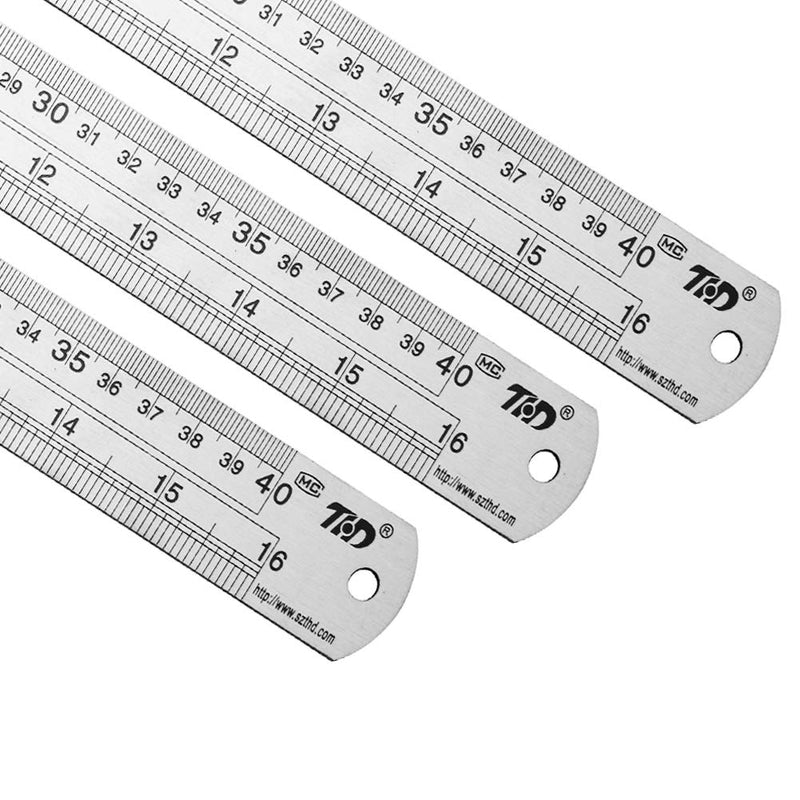 [Australia - AusPower] - Ruler Metal Straight Edge Ruler Stainless Steel Ruler 16 Inch Ruler Set Rulers Bulk 2 Pack 