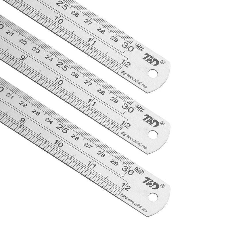 [Australia - AusPower] - ZZTX Classic Ruler 12 Inch Stainless Steel Ruler Straight Edge Metal Rulers for Measuring Tool 6 Pack Set 